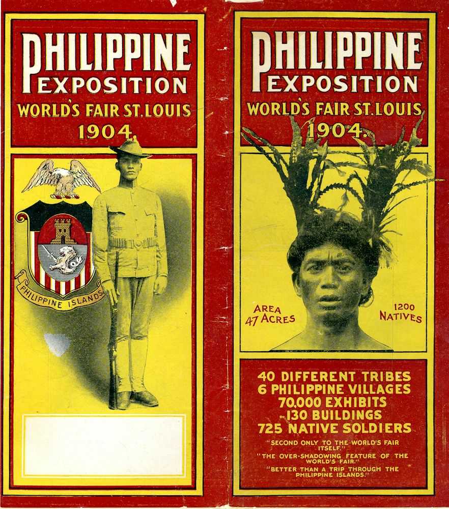 Advertisement for human exhibits from the Philippine Islands at the World's Fair, St. Louis, 1904
